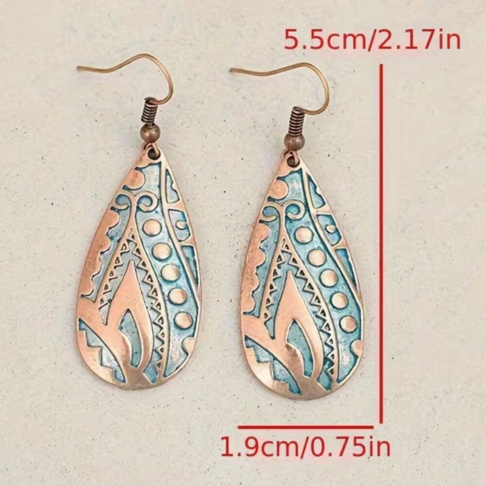 🦋 Turquoise and Copper Boho Earrings - Picture 5 of 5